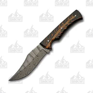 SZCO Supplies Firepine Hunter Fixed Blade 4.5in Damascus Clip Point DM1327