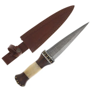 SZCO Supplies Natural Bone-Wood Dirk Damascus Blade 12.5in Overall DM1114