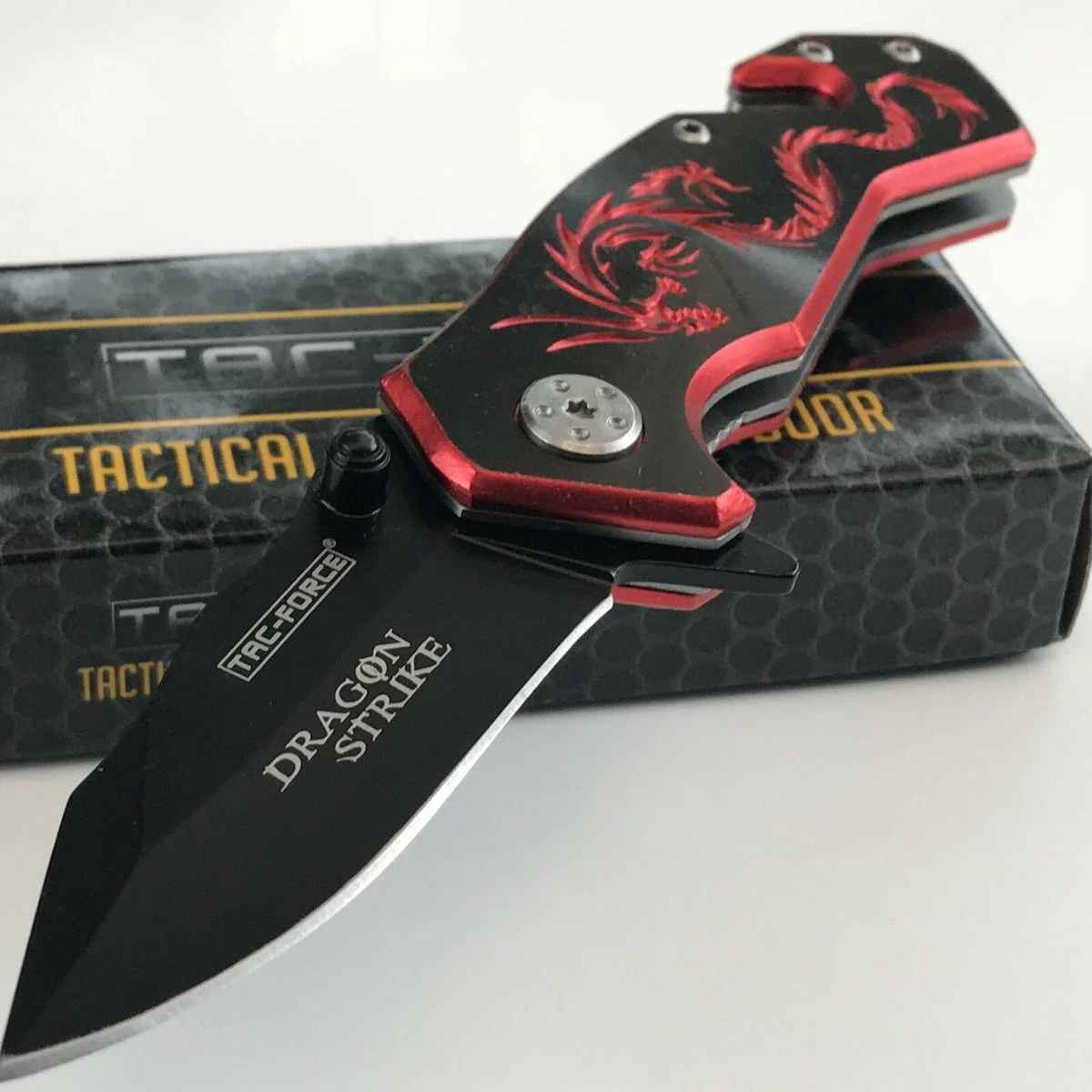 Tac Force Dragon Strike Fantasy Red & Black Tactical Mini Pocket Knife