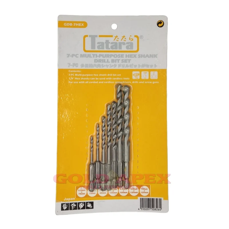 Tatara GDB-7HEX 7-Pc Multi Purpose Hex Shank Drill Bit Set