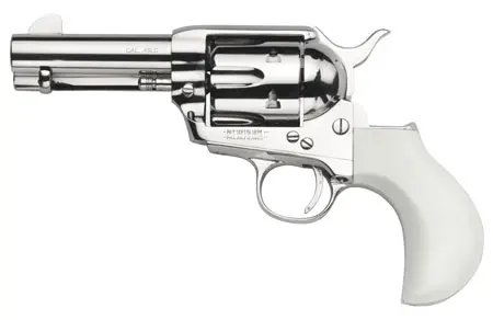 Taylors & Company 200073 1873 Cattleman 357 Mag Caliber with 3.50″ Barrel, 6rd Capacity Cylinder, Overall Nickel-Plated Finish Steel & Ivory Birdshead Synthetic Grip