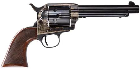 Taylors & Company 4108DE Smoke Wagon Deluxe 357 Mag 6rd 5.50″ Blued Cylinder & Barrel Color Case Hardened Steel Frame Checkered Walnut Grip (Taylor Tuned)
