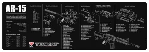 TekMat AR-15 Rifle Mat, 12"x36", Black, Includes Small TekTowel