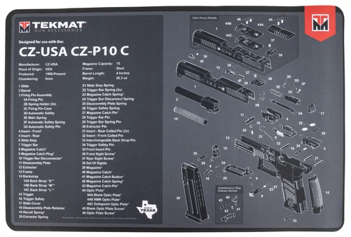 TekMat CZ P-10C Cleaning Mat Black/Gray Rubber 11"x17" CZ P-10C Parts Diagram Illustration