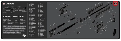 TekMat Kel-Tec SUB2000 Cleaning Mat Black/White Rubber 12" x 36"