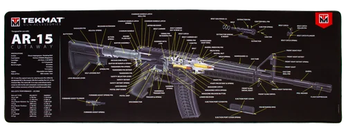 TekMat Ultra 44 Cleaning Mat Black/White Thermoplastic Fiber Top Vulcanized Rubber Back 15"x44" AR-15 3D Cutaway