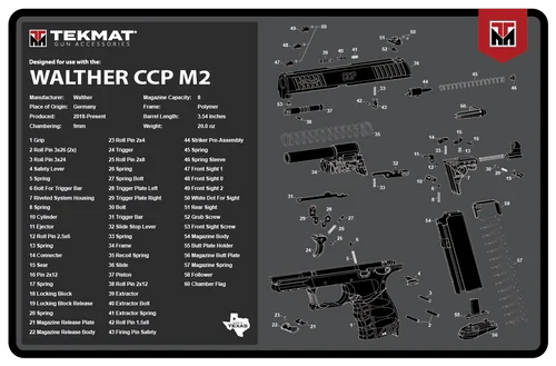 TekMat Walther CCP M2 Cleaning Mat Black/White Rubber 11" x 17"