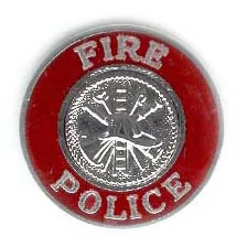 TheFireStore Fire Police Collar Emblem, Silver & Red