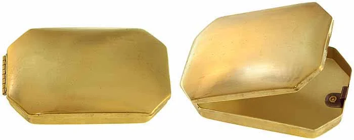 Tinder Box,with hinged lid,2-3/8" wide by 3-13/16" long, polished brass