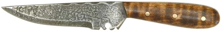 Tiny Early French Trade Knife,2-5/8" etched blade, maple handle,made in the U.S.A.