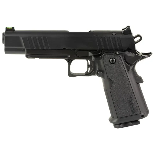 Tisas Duty B9R 1911 9mm, 5" Bull Barrel, Cerakote Black, Rail, Fiber Optic, Low Profile Rear, 2x17rd