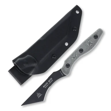 TOPS Back Bite Fixed Blade Linen Micarta 4in Plain Edge Tanto TPBKBT01
