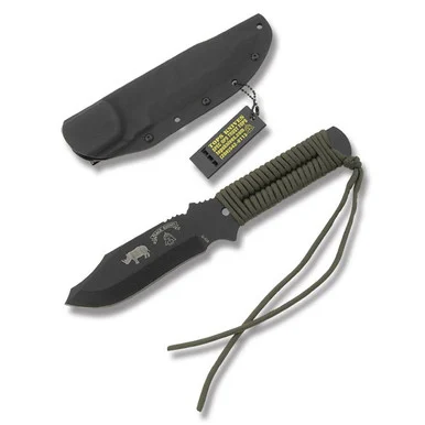 TOPS Black Rhino Fixed Blade Knife 5.5in Plain Black Clip Point TPBRPH102