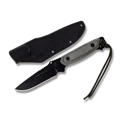 TOPS Knives Dawn Warrior Micarta Fixed Blade 5.5in Black Hunters Point TPDW33