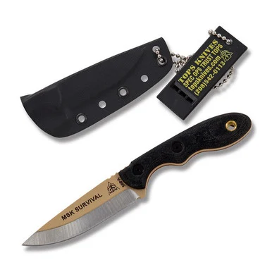TOPS Mini Scandi Survival Knife 3in Plain Coyote Tan Drop Point TPMSKSURV