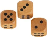 Traditional Wooden Dice, 3 reproduction dice