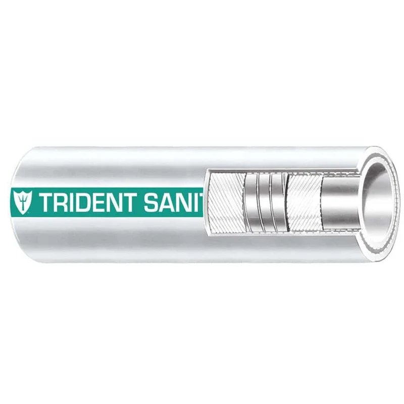 Trident Marine 1-1/2 Premium Marine Sanitation Hose – White with Green Stripe – Sold by the Foot [102-1126-FT]