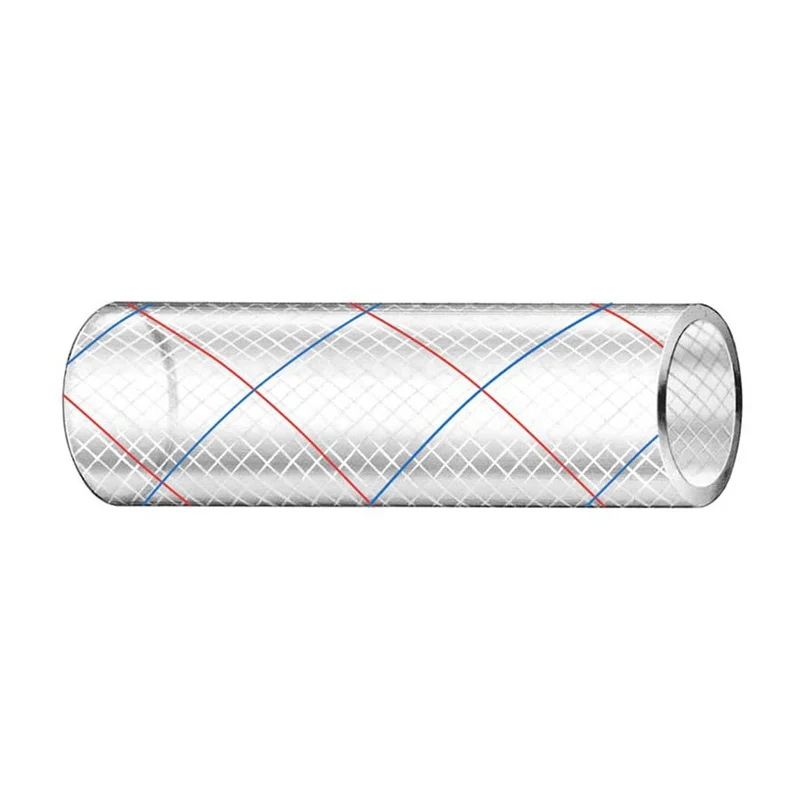 Trident Marine 5/8 x 50′ Clear Reinforced PVC Hose Tubing RedBlue Tracer [162-0586]