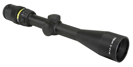 Trijicon 200000 AccuPointBlack Hardcoat Anodized 3-9x40mm 1″ Tube Illuminated Amber Triangle Post Reticle