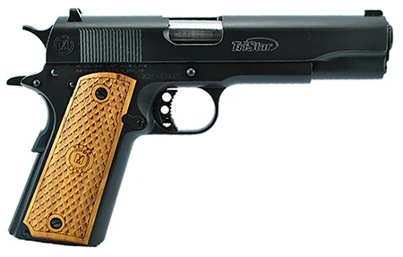 TriStar 85601 American Classic Government 1911 45 ACP 8+1, 5″ Stainless Steel Barrel, Blued Serrated Steel Slide, Blued Steel Frame w/Beavertail, Wood Grip