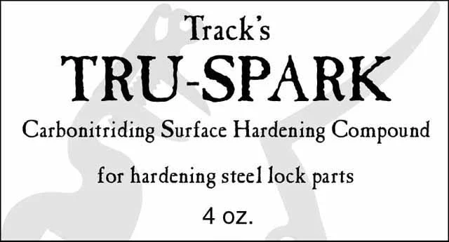 Tru-Spark,Carbonitriding Surface Hardening Compound,with Track's detailed instructions for best frizzen sparking,safe, easy to use in a home workshop, non-toxic,4 oz., made in the USA