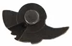 Tumbler, left, wax cast steel, cut for fly, as cast