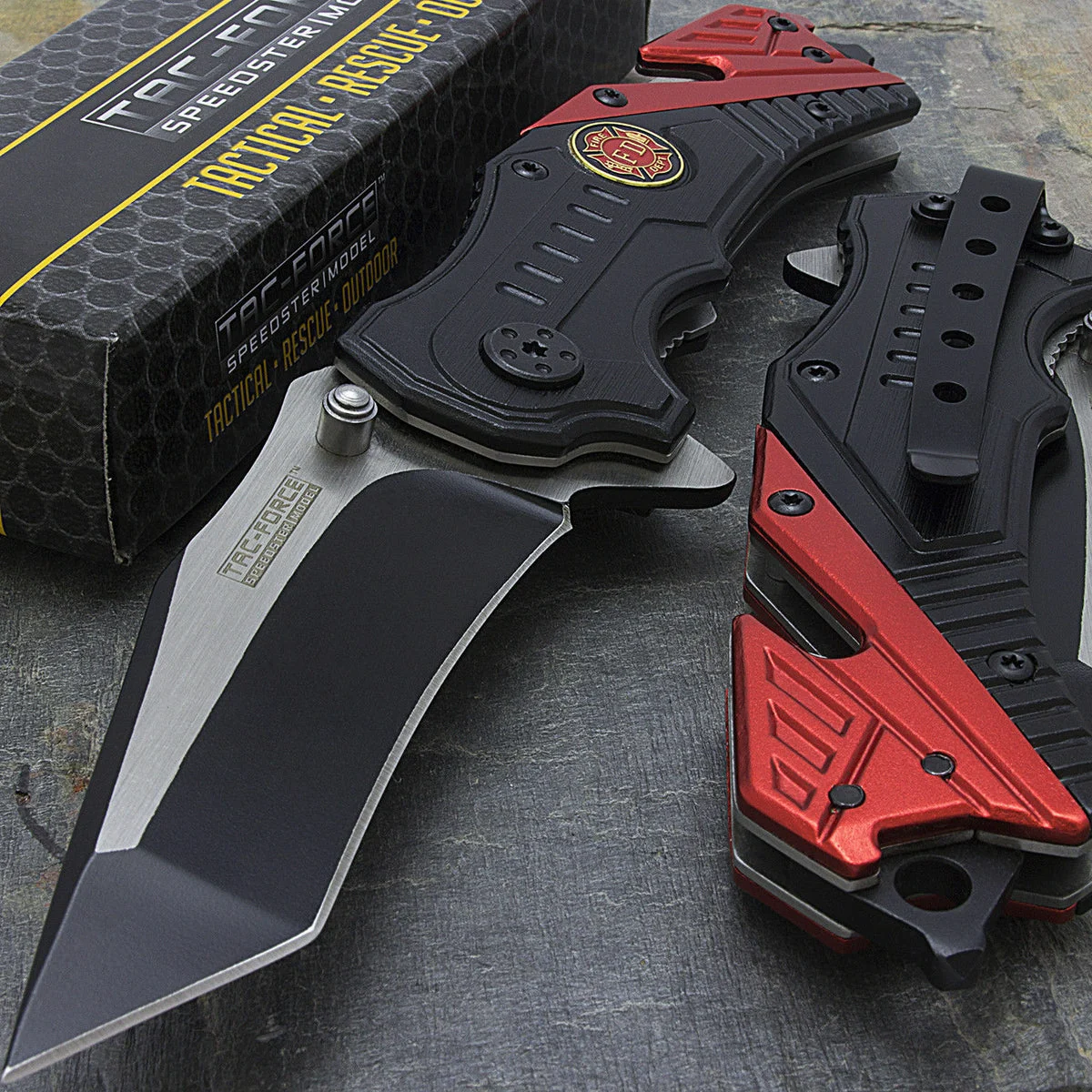 TWO 7.5″ FIRE FIGHTER RESCUE ASSISTED FOLDING KNIFE TF-640FD