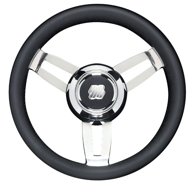 Uflex Morosini 13.8 Steering Wheel – Black Polyurethane w/Stainless Steel SpokesChrome Hub [MOROSINI U/CH/B]