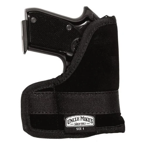 Uncle Mike’s 87441 Inside The Pocket Holster OWB Size 01 Black Suede Like Pocket Fits 22-25 Cal Small Autos Ambidextrous