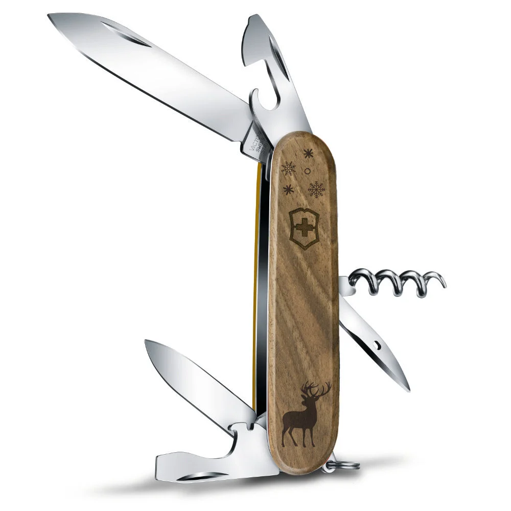 Victorinox Personalized Reindeer Spartan Hardwood Walnut Designer Swiss Army Knife