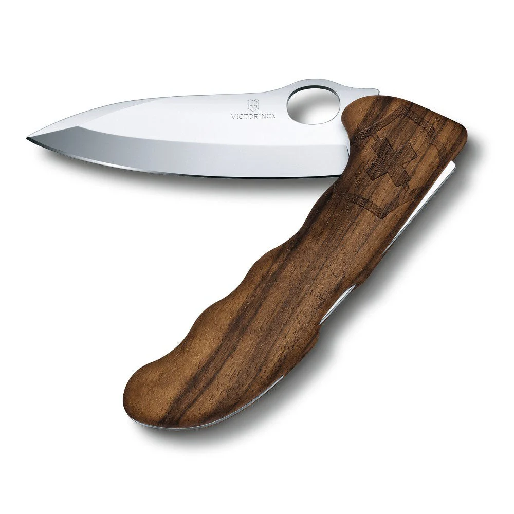 Victorinox Swiss Walnut One Hand Opening Hunter Pro Lockblade Swiss Army Knife with Nylon Pouch