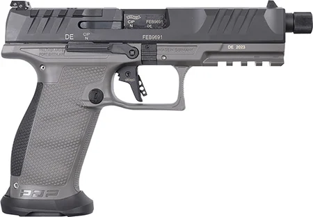 Walther Arms 2877503 PDP Pro SD 9mm Luger 18+1 5.10″ Threaded Barrel, Black Optic Cut/Serrated Slide, Tungsten Gray Polymer Frame with Pic. Rail, Performance Duty Grip, Flared Magwell
