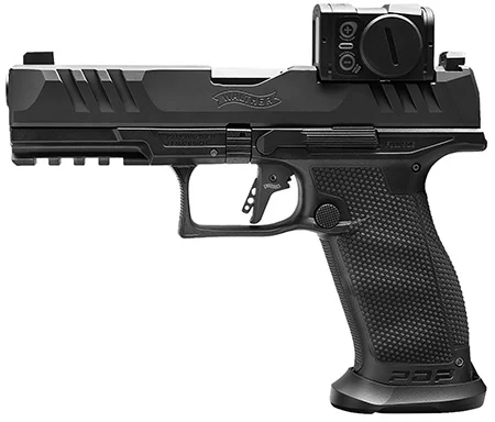 Walther Arms 2881225PRO PDP w/Optic Full Size Frame 9mm Luger 18+1 4.50″ Polygonal Rifling Barrel Black Optic Ready/Serrated Steel Slide Black Polymer Frame w/Picatinny Rail, Aimpoint Acro Red Dot