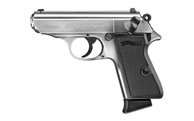 Walther Arms 5030320 PPK/S22 LR 10+1 3.30″ Steel/Threaded Barrel, Nickel Serrated/Steel Slide, Stainless Zinc Alloy Frame w/Beavertail, Black Checkered Polymer Grips