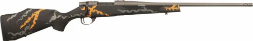 Weatherby Vanguard Compact Hunter 223 Remington, 20" Threaded Barrel, Black w/ Gray & Orange Sponge Accents Stock, Gray Rec, 5rd