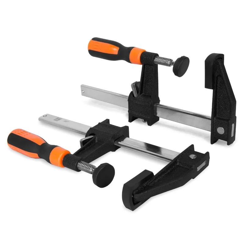WEN 10206F2 Quick-Adjust 6-Inch Steel Bar Clamps with 2.5-Inch Throat and Micro-Adjustment Handle, Two Pack