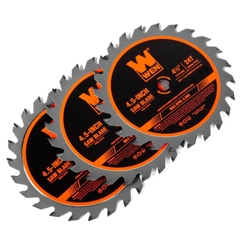 WEN BL0424 4-1/2-Inch 24-Tooth Woodworking Saw Blade for Compact and Mini Circular Saws, Three Pack
