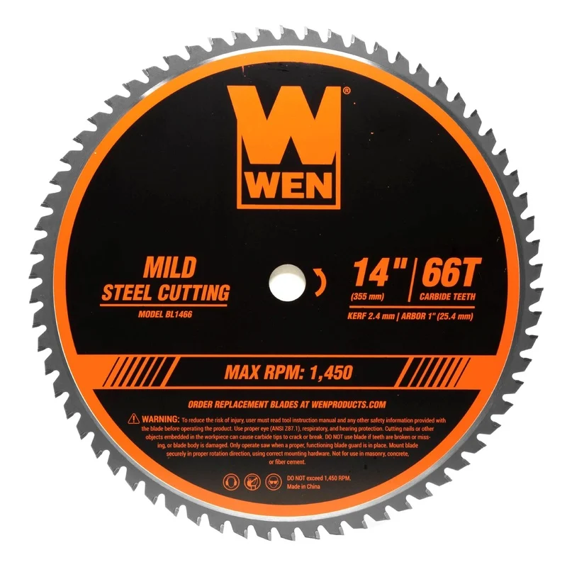 WEN BL1466 14-Inch 66-Tooth Carbide-Tipped Professional Metal Saw Blade for Mild Steel Cutting