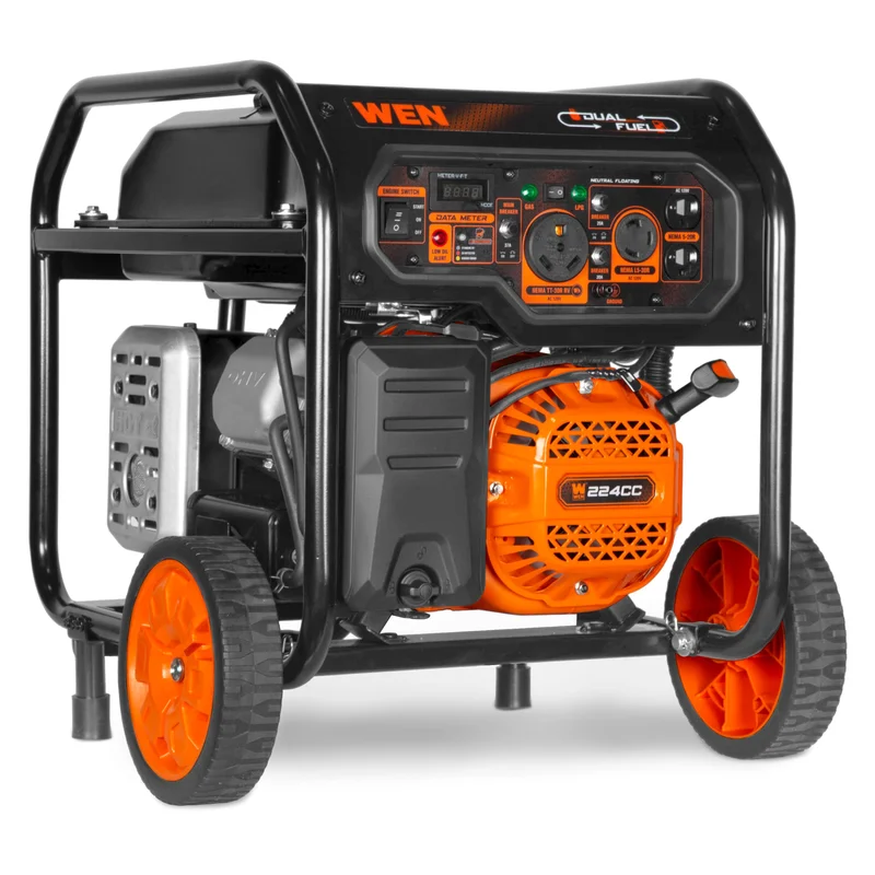 WEN DF5600X 5,600-Watt Dual Fuel Portable Generator with Wheel Kit, Electric Start, and CO Watchdog