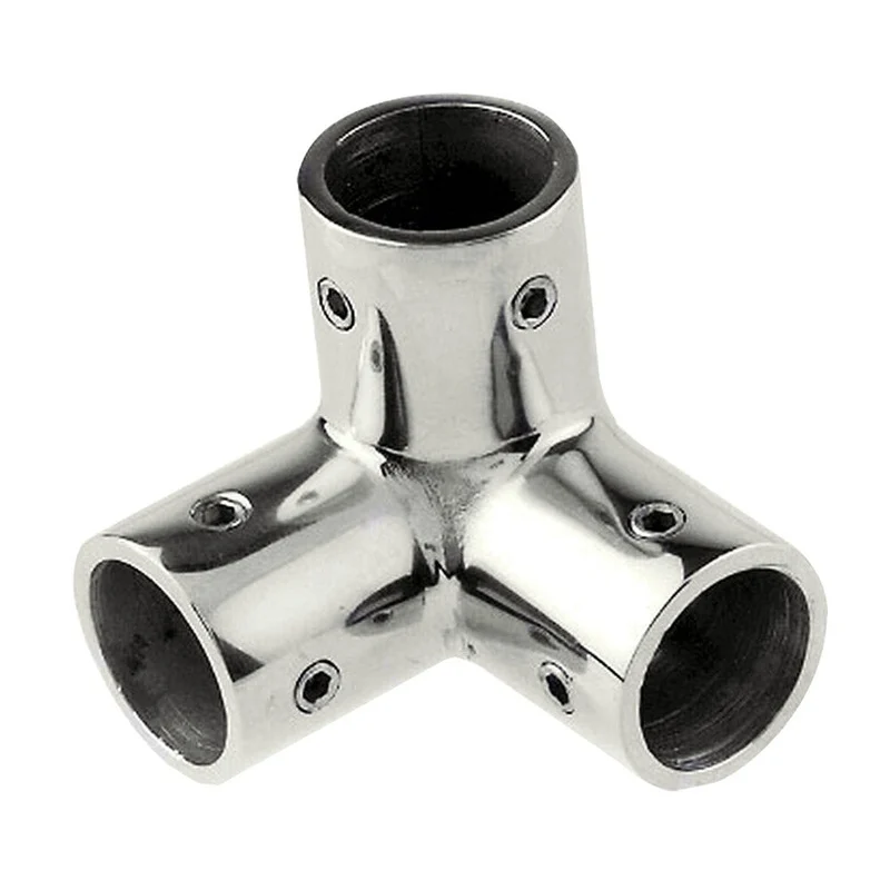 Whitecap 1 O.D. SS 3-Way Corner Fitting [6146C]