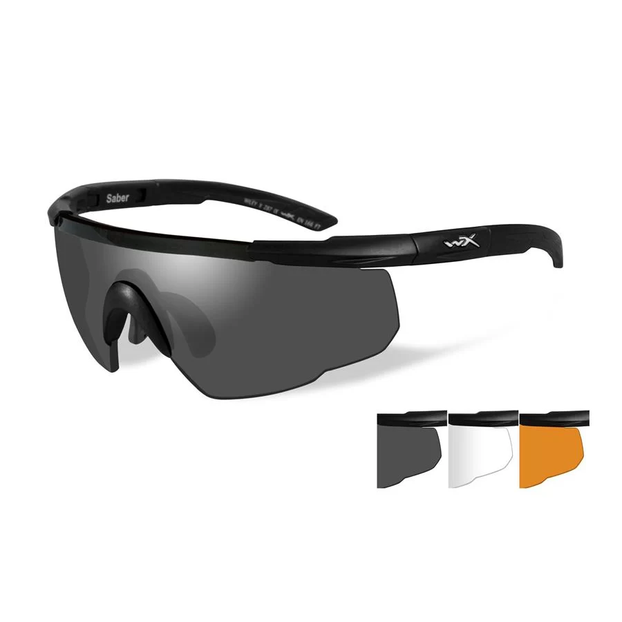 Wiley X Saber Advanced, Smoke Grey/Rust/Clear Lenses and Matte Black Frame Kit