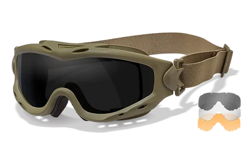 Wiley X Spear Goggles Smoke Gray/Clear/Light Rust Lens Tan Frame
