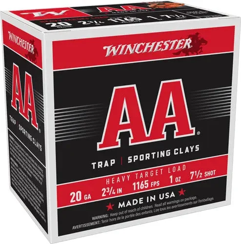 WINCHESTER AA 20GA 2.75" 1OZ #7.5 1165FPS 250RDCASE