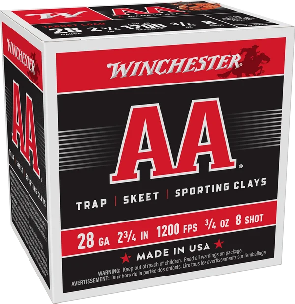 WINCHESTER AA 28GA 2.75" 3/4OZ #8 1200FPS 250RD CASE