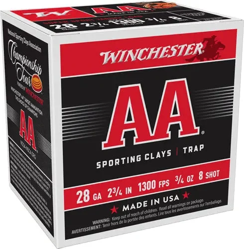 WINCHESTER AA 28GA 2.75" 3/4OZ #8 1300FPS 250RD CASE