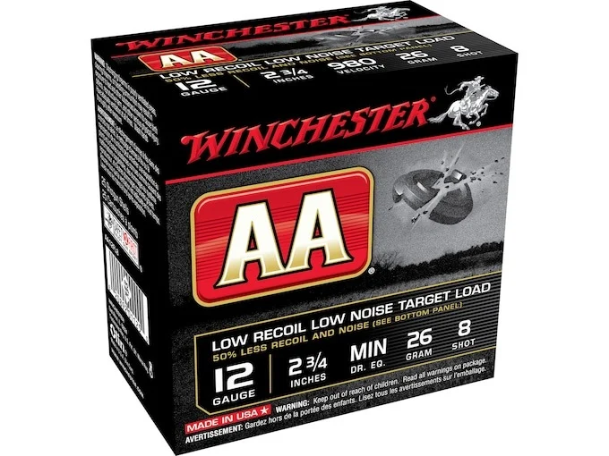 Winchester AA Low Recoil Target Ammunition 12 Gauge 2-3/4″ 7/8 oz #8 Shot
