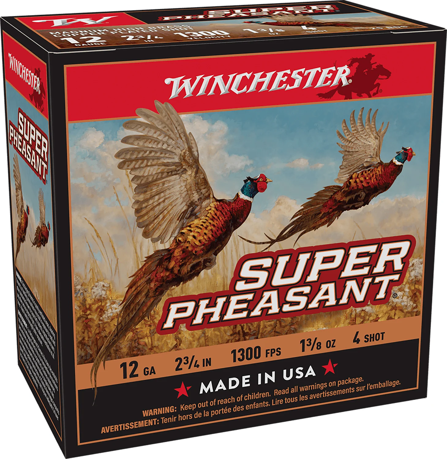 Winchester Ammo X12PH4 Super Pheasant Magnum High Brass 12 Gauge 2.75″ 1 3/8 oz 4 Shot 25 Bx/ 10 Case