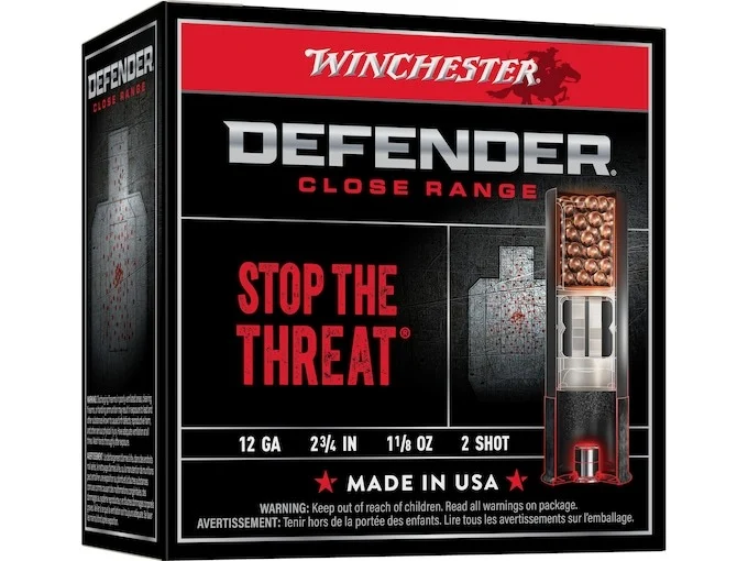Winchester Defender Ammunition 12 Gauge 2-3/4″ 1-1/8 oz #2 Plated Shot