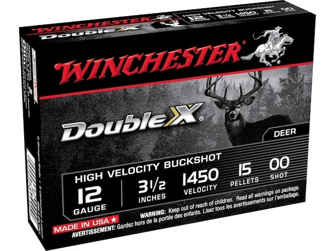 Winchester Double X Ammunition 12 Gauge 3-1/2″ Buffered 00 Copper Plated Buckshot 15 Pellets