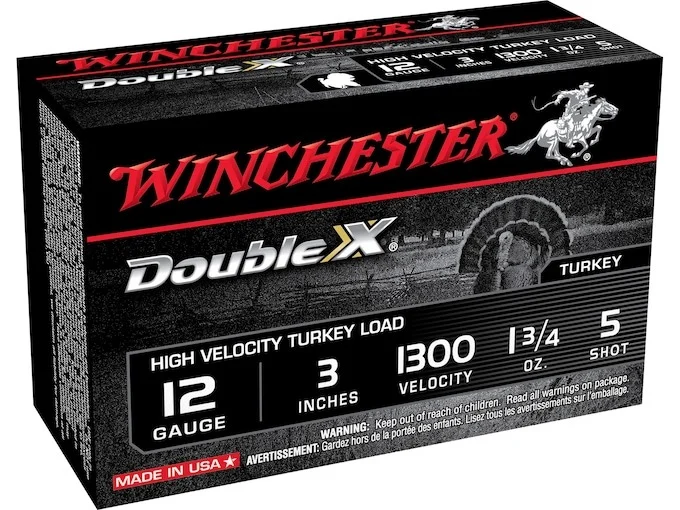 Winchester Double X Turkey Ammunition 12 Gauge 3″ 1-3/4 oz #5 Copper Plated Shot Box of 10